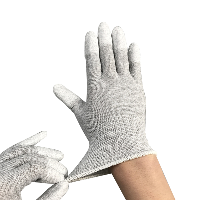 Karbon Fiber Naylon ESD Parmak PU Kaplı Eldiven